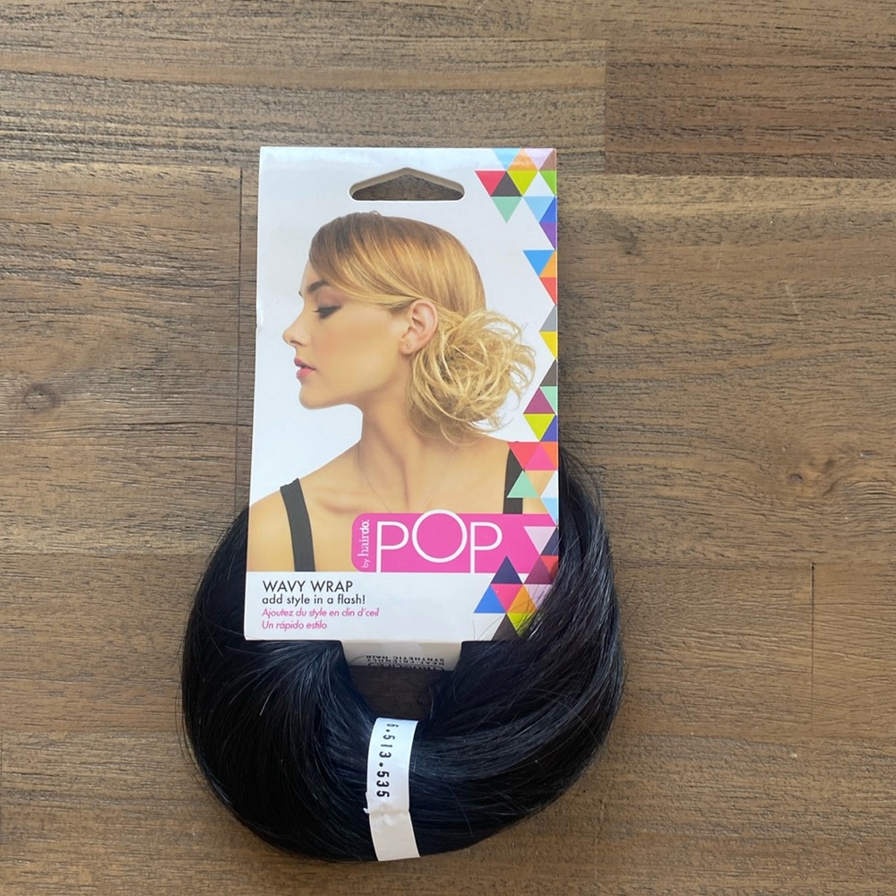🎈Hairdo By Pop Feathered Wrap Scrunchie Add Style In A Flash Dark Ebony, New